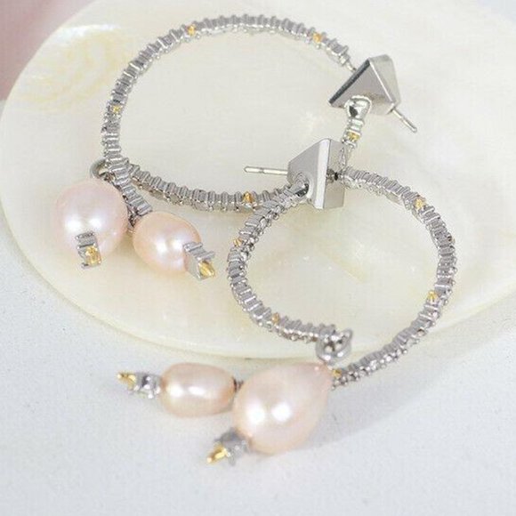 Alexis Bittar Baroque Pearl & Silver Hoop Earrings - Picture 3 of 10